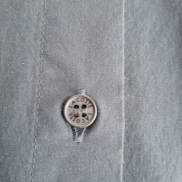 LACOSTE Classic Button Down Shirt Navy Blue Sz L - Picture 6 of 9